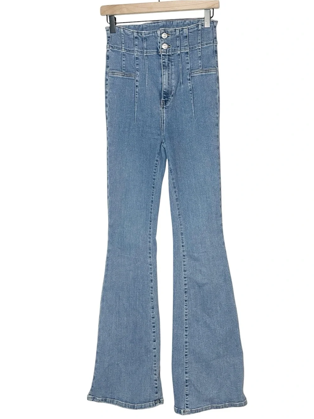 We The Free Jayde Flare Jeans Sunset Burst Light Wash Size 28 High Rise EUC - Picture 3 of 6